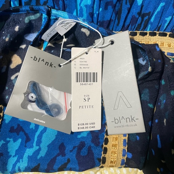 NWT Blank London Anthropologie Miranda Peasant Blouse Top Blue Size SP - Picture 13 of 15